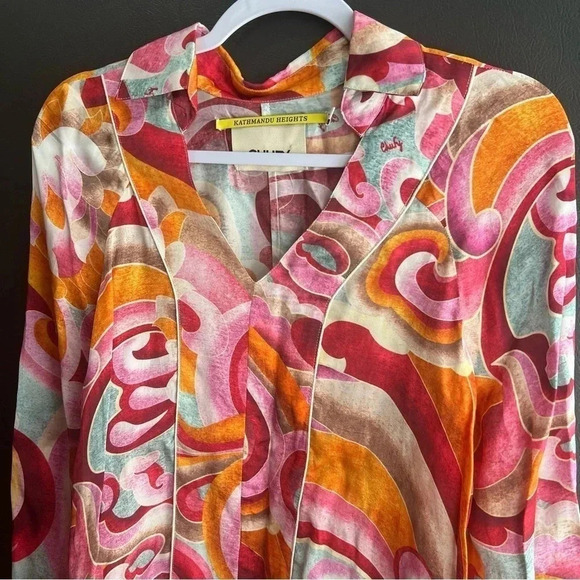 CHUFY Fuli Blouse Hem Orange Oversized Fit Size XS - Picture 3 of 9